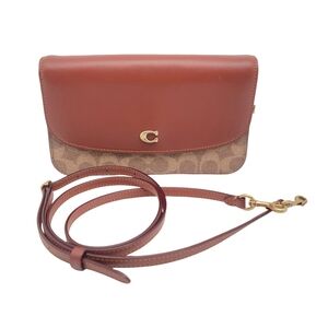 Coach Hayden Crossbody Clutch Bag Signature Coated Canvas & Leather Tan/Rust